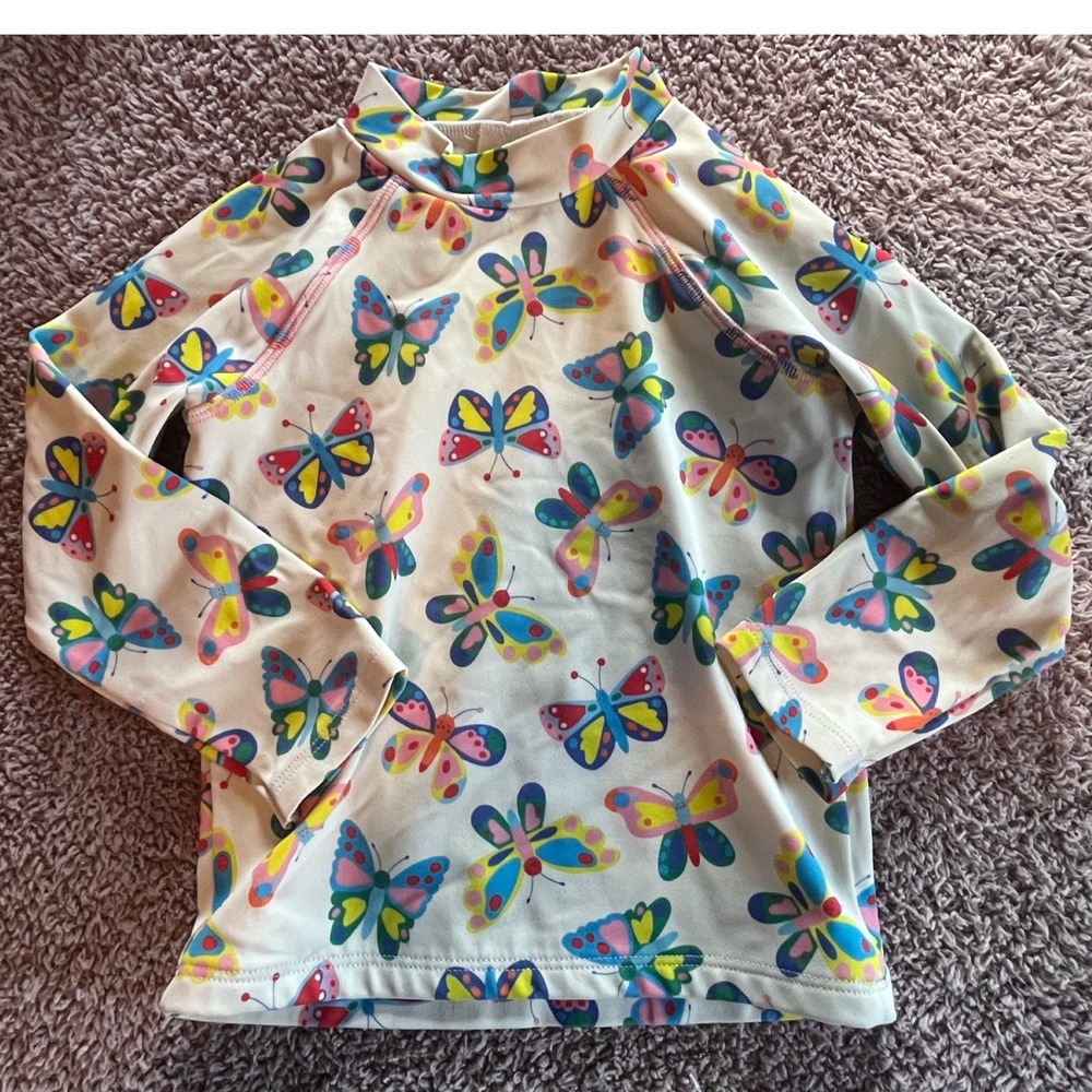 Baby Boden Toddler Girls Butterfly Print Rash Guard Swim Top Multicolor 18-24M